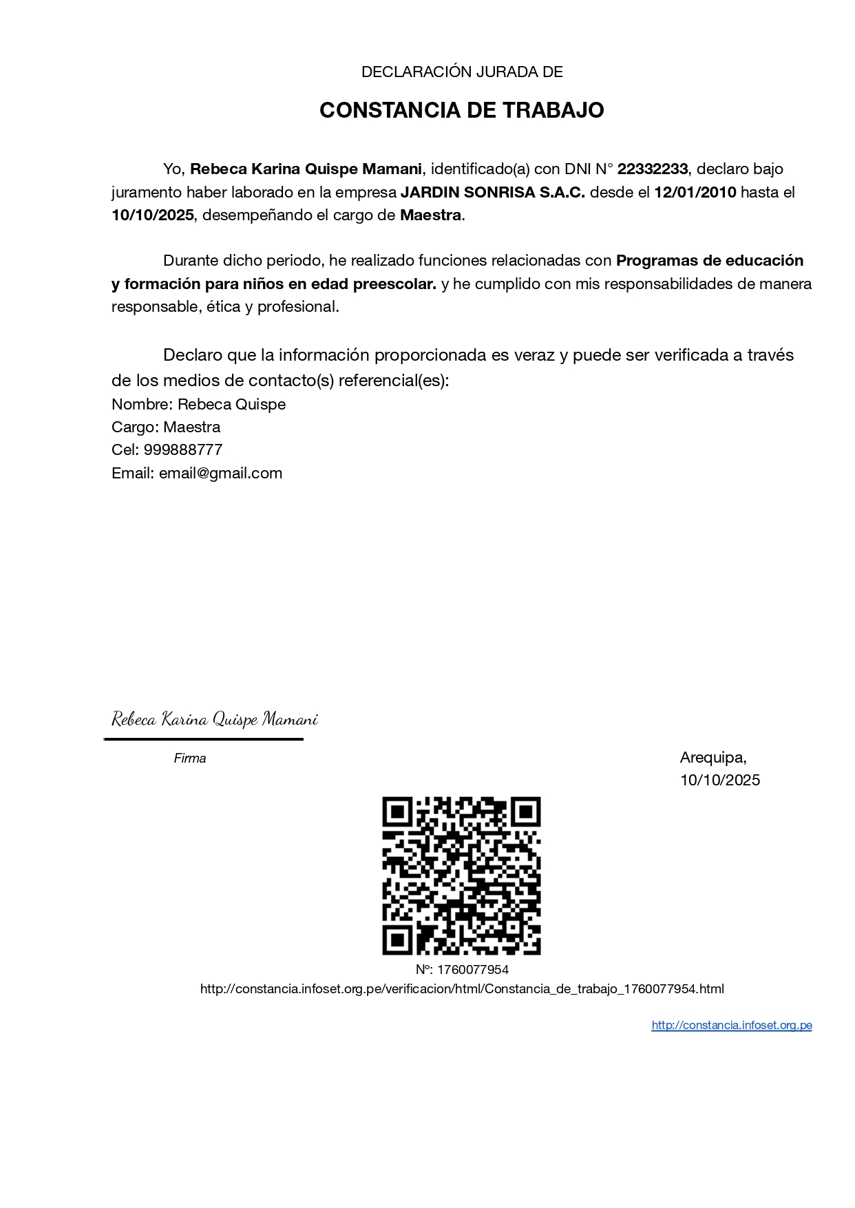 Constancia de trabajo gratis